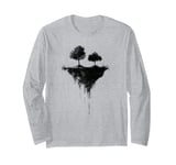 Surreal Floating Island Shirt - Dark Forest and Tree Art Long Sleeve T-Shirt