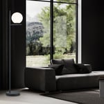 Luminaire de Salon Lampadaire Accumulateur E14 Noir-Mat Boule en Verre Blanc