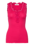 Silk Top W/ Button & Lace Pink Rosemunde