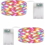 Flerfärgade julgransljus LED-slingor 2-pack 10m 100 LED-slingor Batteridriven Girlang för sovrum Jul Bröllopsfest Hom