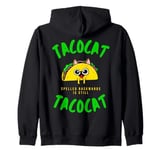 Tacocat Spelled Backward is Tacocat, Funny Taco Cat, Cute Zip Hoodie