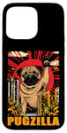 Coque pour iPhone 15 Pro Max Retro Pug Pugzilla Funny Dog Lover Japanese Movie Poster