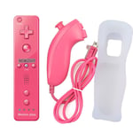 Kit Entier Rose Manette De Jeu 2 Fr 1 Pour Nintendo Wii Nunchuk Avec Capteur De Mouvement Intégré, Contrôleur À Distance Sans Fil