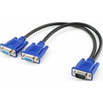 Câble répartiteur vga double moniteur vga câble y 1 mâle à 2 femelle adaptateur convertisseur câble vidéo pour la duplication d'écran