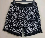 John Richmond Bermuda Fleece JR Allover Print Sweat Shorts Black Size Large 36"W