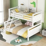 Lit superposé avec échelle et barrière de sécurité, transformable en 2 lits séparés, lit en bois pour enfants, adolescents et adultes, 90(140)x200cm,