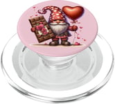 Pink Valentines Day Gnome Accessories Valentines Chocolate PopSockets PopGrip for MagSafe