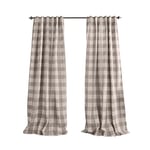 Elrene Home Fashions Farmhouse Living Grainger Buffalo-Check Blackout Window Curtain, Living Room and Bedroom Drape with Rod Pocket Tabs, 52" x 95", Grey, 1 Panel