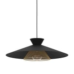 EGLO Suspension luminaire Grizedale, lustre au design japonais, lampe de pladond suspendue pour salon et salle à manger, métal noir et laiton, douille E27, Ø 50 cm