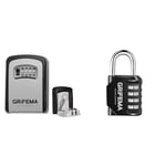 GRIFEMA GA1003, Murale Boite a clé Avec Code Sécurisée Exterieur, Résistant & GA1001-1, Cadenas Code 4 Chiffres - Cadenas de Sécurité Résistant Aux Intempéries, Cadenas à Combinaison