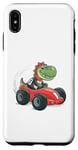 Coque pour iPhone XS Max Voiture de course T-Rex, mignon dinosaure vert drôle