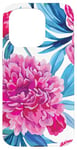 Coque pour iPhone 15 Pro Pink Peony Floral Pattern Botanical Design for Flower Lovers