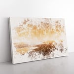 Big Box Art Golden Beach in Iceland Watercolour Canvas Wall Art Print Ready to Hang Picture, 76 x 50 cm (30 x 20 Inch), Brown