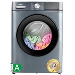 CHiQ Lave-linge CFL80-14586IM3XA, Chargement frontal 8 kg,Space Pro,Moteur Inverter stable, 1400 tr/min, Programme intelligent à IA, Fonction vapeur, Lavage rapide 15 minutes, 15 cycles lavage, Gris