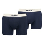 Lot de 2 boxers Levi's® en coton bleu marine avec ceinture élastiquée blanche