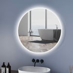 Meykoers - Miroir salle de bain rond avec Interrupteur tactile, Dimmable lumineux Miroir Mural led 80cm - Lumière Blanche Froide/Chaude/Neutre