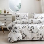 Luofanfei Parure de lit 240 x 260 Blanc et Gris Doré Adulte 2 Personnes Marbre Housse de Couette Ensemble Literie Géométrique Microfibre Linge de Lit avec Fermeture éclair et 65x65cm Taies d'oreiller