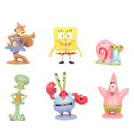 6-pack Spongebob Squarepants Actionfigurer Set och Tårta Toppers - Spongebob Squarepants Födelsedagsfest Tillbehör Figurer