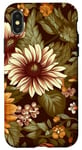 Coque pour iPhone X/XS Orange Boho Groovy Motif floral des années 70