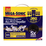 The Big Cheese Ultra Power Mega-Sonic® Multi-Speaker ALL-PEST Repeller, Repels Dogs, Cats, Squirrels, Foxes, Mice and Rats, 360° Coverage, Powerful, Electronic, Kit