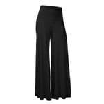 Kvinnors Fit & Flare Enkla Palazzo Byxor Mjuka Andningsbara Casual Fullängdsbyxor Sommar Sport Gym Dans Yoga Byxor Black XL