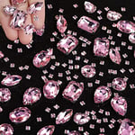 Wekuw 186 Pcs Couture Strass, strass thermocollant pour vetement,Strass a Coudre Griffes en Métal Incrustées,pour les Vêtements de Bricolage, Les Accessoires de Diamant Cousus à la Main (Rose)