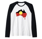 Australian Aboriginal Flag Map Indigenous Art Raglan Baseball Tee