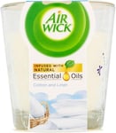 2 x Air Wick Natural Essential Oils Cotton & Linen Scented Glass Candle 105g NEW