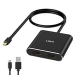 Loryi Mini DisplayPort vers Dual HDMI, MDP 1.2 vers 2 HDMI Splitter pour écrans étendus 4K @ 60Hz Mini DP MST Hub pour deux moniteurs, adaptateur multi-montage pour ordinateur portable, PC, moniteur,