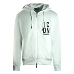 Dsquared2 Mens Bold Icon Logo White Zip-Up Hoodie Cotton - Size X-Large