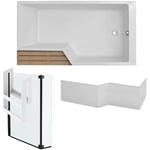 Pack baignoire bain douche 150 x 80 Jacob Delafon Neo version droite + pare bain noir mat + tablier