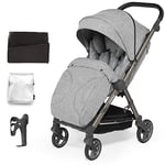 skiddoü poussette à hamac légère Mell, poussette de voyage pliable, poussette pour enfant, roues assurant l’amortissement, dossier réglable, moustiquaire, habillage pluie, jusqu’à 22 kg, Gris clair