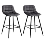 WOLTU BH143dgr-2 Lot de 2 Tabouret de Bar Design Chaise Haute pour Bar Bistro siège en Velours avec Repose-Pieds Cadre en métal, Gris Foncé