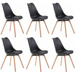 Lot de 6 Chaises Scandinaves pour Salle à Manger - Noir