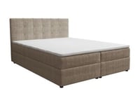 Ensemble complet literie déco tête de lit capitonnée + sommiers coffre + matelas + surmatelas - 160 x 200 cm - Tissu - Taupe -