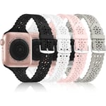 [ 4-pack] Silikonband i spetsar som är kompatibla med Apple Watch -band 38 mm 40 mm 41 mm, tunna, tunna, ihåliga Iwatch sportarmband för kvinnor med klassiska klasser