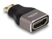 Delock - Hög Hastighet - Hdmi-Adapter Med Ethernet - 19 Pin Mini Hdmi Type C Hane Till Hdmi Hona - Svart/Grå - 8K60 Hz (7680 X 4320) Stöd