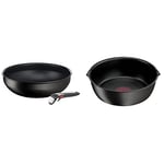 Tefal Ingenio, Lot de 2 pièces Sauteuse 28 cm + 1 poignée, Induction, Revêtement antiadhésif & Ingenio Eco Resist Poêle profonde 26 cm, Revêtement antiadhésif, Indicateur de démarrage de cuisson