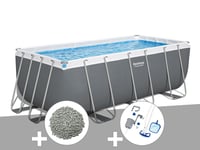 Kit piscine tubulaire Bestway Power Steel rectangulaire 4,12 x 2,01 x 1,22 m + 10 kg de zéolite + Kit d'entretien