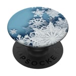 Vacances d'hiver en flocon de neige bleu et blanc PopSockets PopGrip Adhésif