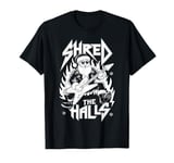 Shred the Halls Christmas Rocker Santa Metalhead Guitarist T-Shirt