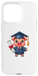 Coque pour iPhone 15 Pro Max Mini cochon pour remise de diplôme