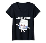 Womens Bagel And Cheese Cream Matching Couple Outfits V-Neck T-Shirt