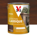 V33 Lasure Bois extérieur Chêne foncé - Protection Classique 4 ans - Protège du grisaillement - Direct bois neufs ou anciens - Texture anti-goutte - 5L