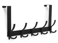 Optish Door Hanger Hook, Over The Door Hooks for Hanging, Over The Door Towel Racks for Bathroom, Over The Door Hanger - 5 Triple Hooks for Towel, Clothes and Hat (Black, 1 Pack)