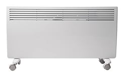 Devola DVNDM20 2000W Eco Electric Panel Heater with Adjustable Thermostat | Energy Efficient Technology, Lot 20 | Slimline Wall Mounted & Free Standing Plug in Low Energy Heaters with Timer | White