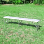 Banc Pliable Blanc 180cm - Banc Pliant pour Table de Camping - Banc Pliable Résistant Idéal pour camping, baptêmes, mariages, pique-nique, buffets et