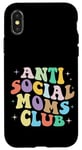 Coque pour iPhone X/XS Retro Groovy Anti Social Moms Club Mommy 2023 Fête des Mères