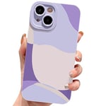 ECZOIL Coque iPhone 15 Mignon Aesthetic Art Peint Lens Protection de téléphone pour Les Cute Femmes Filles Coque Ultra Mince TPU Case for iPhone 15 6,1 Pouces-Violet