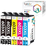 Topkolor 603XL Ink Cartridges Multipack Compatible for Epson 603 603XL for Expression Home XP-2100 XP-3100 XP-4100 XP-2105 XP-3105 Workforce WF-2810 WF-2830 WF-2835 WF-2850 (Black Cyan Magenta Yellow)